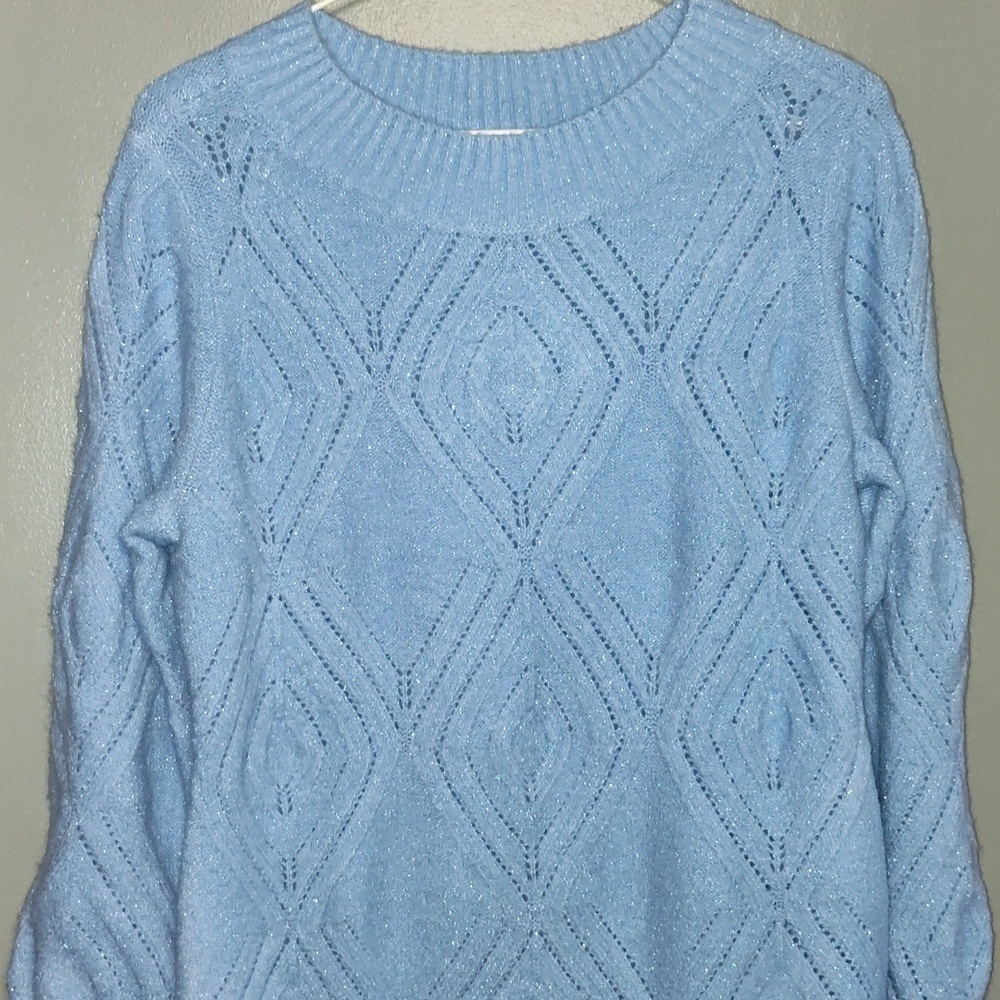 Talbots Knit Sweater blue sparkly size extra small